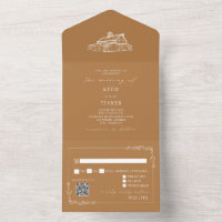 Vintage Barne Goldenrod QR RSVP Mariage de ferme