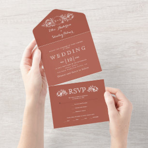 Invitation Tout En Un Vintage cadre fleuri en terre cuite mariage de aut