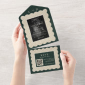 Invitation Tout En Un Vintage Green Lace Wedding (Déchirure)