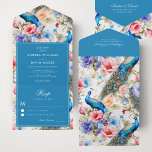Invitation Tout En Un Vintage Peacock Garden Blue Antique Floral Mariage<br><div class="desc">Célébrez votre journée spéciale avec cette Vintage Peacock Garden Antique Blue Floral Mariage All in One Invitation. Avec ses flores bleues, roses, rouges et vertes, cette invitation offre une esthétique charmante et vintage, parfaite pour les couples qui apprécient l'élégance classique avec une touche fantaisiste. La conception tout-en-un comprend une section...</div>