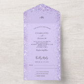 Invitation Tout En Un Violet lavande confetti rsvp mariage (À l'intérieur)