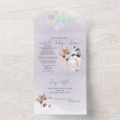 Invitation Tout En Un Violet mignon animaux dans les masques Baby shower (À l'intérieur)