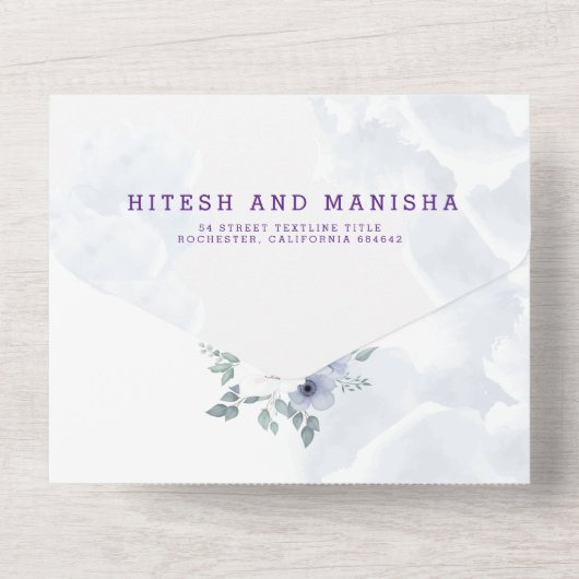 Invitation Tout En Un Violet violet élégant (Verso)