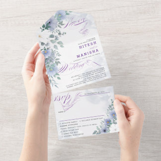Invitation Tout En Un Violet violet élégant