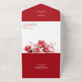 Invitation Tout En Un Vivid Red Roses Mariage (Dehors)