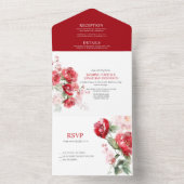 Invitation Tout En Un Vivid Red Roses Mariage (À l'intérieur)