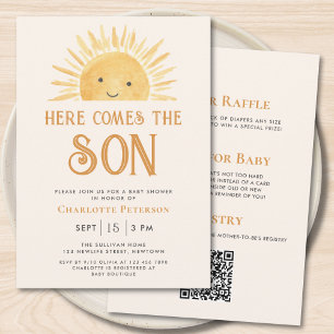 Invitation Tout En Un Voici Le Baby shower Fils