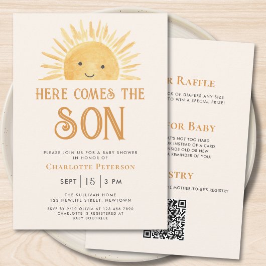 Invitation Tout En Un Voici Le Baby shower Fils