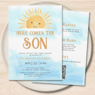 Invitation Tout En Un Voici Le Fils Baby Shower