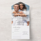 Invitation Tout En Un Votre photo Simple Moderne Chaîne Lumières Mariage (À l'intérieur)