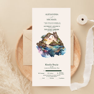Invitation Tout En Un Watercolor Carraibean Destination Wedding All In O