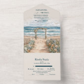 Invitation Tout En Un Watercolor Summer Ocean Beach Mariage (À l'intérieur)