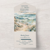 Invitation Tout En Un Watercolor Summer Ocean Beach Mariage (À l'intérieur)
