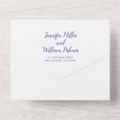 Invitation Tout En Un "We do" periwinkle bleu script typographie mariage (Verso)