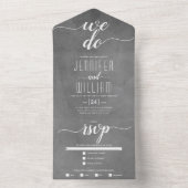 Invitation Tout En Un "We do" taché gris, mariage de calligraphie de scr (À l'intérieur)