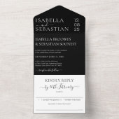 Invitation Tout En Un Wedding Formal Black Kindly Reply invite (À l'intérieur)