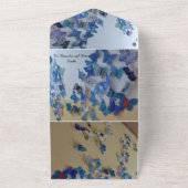 Invitation Tout En Un wedding invitatio blue butterflies (Dehors)