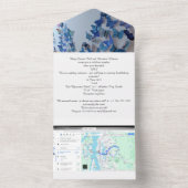 Invitation Tout En Un wedding invitatio blue butterflies (À l'intérieur)