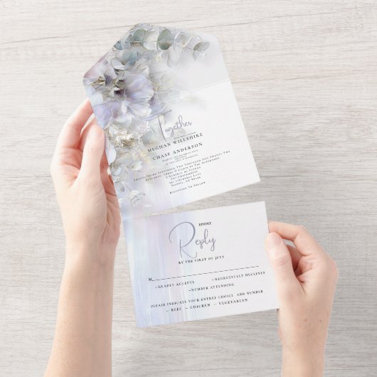 Invitation Tout En Un Wedding Pastel Peonies (Déchirure)