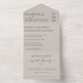 Invitation Tout En Un Wedding Soft Beige Kindly Reply invite (À l'intérieur)