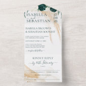 Invitation Tout En Un Wedding White Kindly Reply Emerald Green Rose (À l'intérieur)