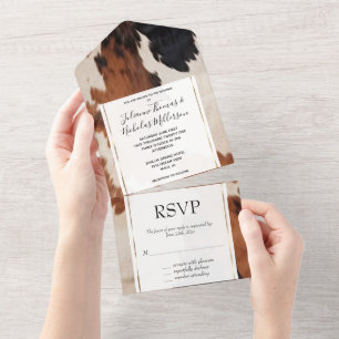 Invitation Tout En Un Western Brown Black Cream Mariage