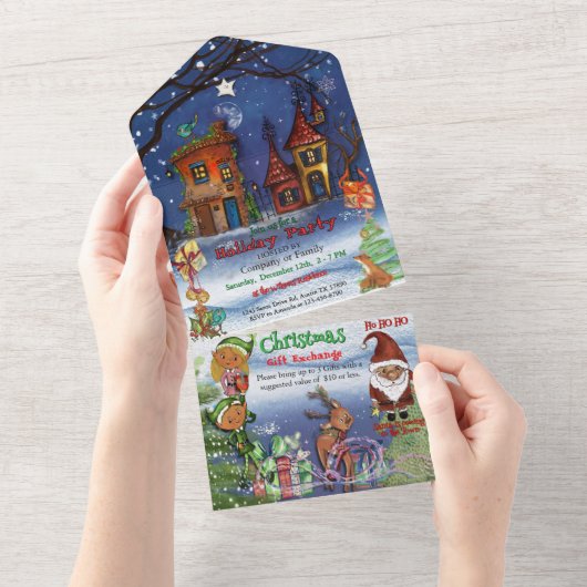 Invitation Tout En Un Whimsical Christmas Party & Gift Exchange (Déchirure)