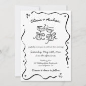 Invitation Tout en un Whimsical Funky Main tiré Mariage (Devant)