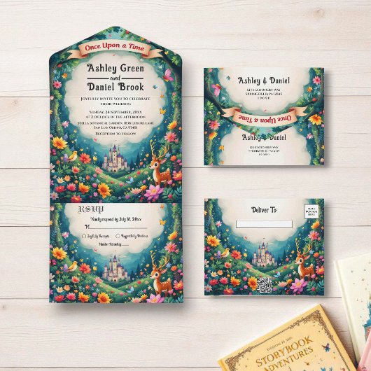 Invitation Tout En Un Whimsical Woodland Forest Castle Fairytale Mariage