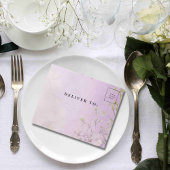 Invitation Tout En Un White Cherry Blossom Mauve Photo QR Code Site Web