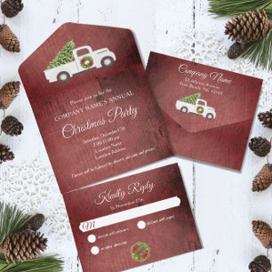 Invitation Tout En Un White Christmas Truck Red Wood Company Party