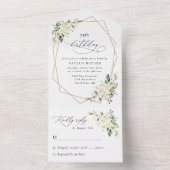 Invitation Tout En Un White Flowers, Cream Flowers, Boho, Birthday (À l'intérieur)