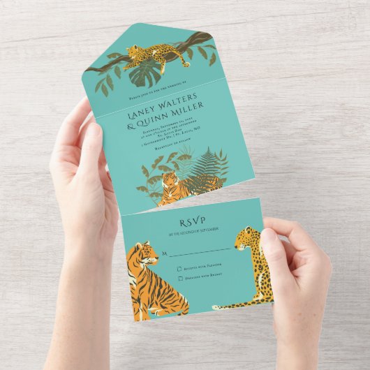 Invitation Tout En Un Wild Safari Big Cats Mariage Tout en une invitatio (Déchirure)