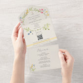 Invitation Tout En Un Wildflower Menu Ivory Wedding (Déchirure)