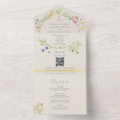 Invitation Tout En Un Wildflower Menu Ivory Wedding (À l'intérieur)