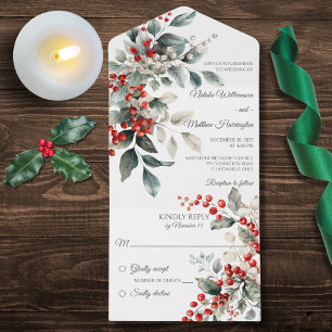 Invitation Tout En Un Winter Holly Berry