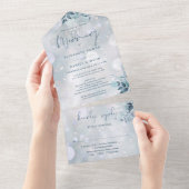 Invitation Tout En Un Winter Snowflakes Floral Détails RSVP Mariage (Déchirure)