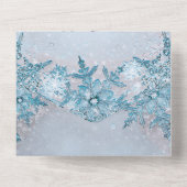 Invitation Tout En Un Winter Wonderland Blue Snowflakes Mariage (Verso)