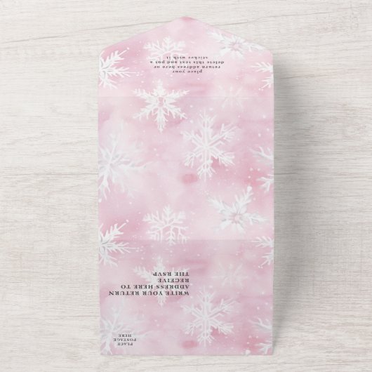 Invitation Tout En Un Winter Wonderland Girls Deer Rose White Snowflakes (Dehors)