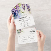 Invitation Tout En Un Wisteria Romantic Garden Party Mariage bleu violet (Déchirure)