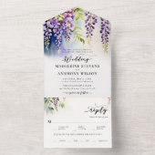 Invitation Tout En Un Wisteria Romantic Garden Party Mariage bleu violet (À l'intérieur)