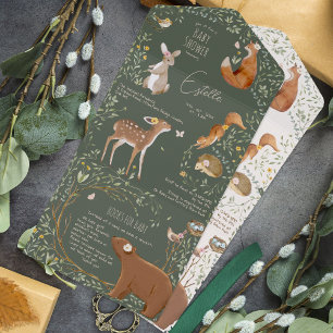 Invitation Tout En Un Woodland Animaux Forest Friends Baby showers Livre