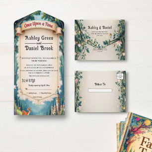 Invitation Tout En Un Woodland Enchanted Forest Castle Fairytale Mariage