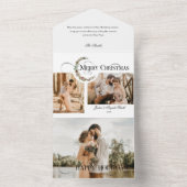 Invitation Tout En Un Wreath & Joyeux Noël Typographie multi-photo (À l'intérieur)