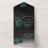 Invitation Tout En Un Zodiac Magie | Turquoise foncé vert crâne gothique (À l'intérieur)