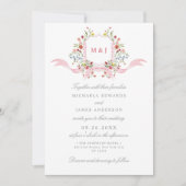 Invitation Tout en une aquarelle Régence Crest QR Mariage (Devant)