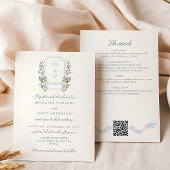 Invitation Tout en une aquarelle Régence Crest QR Mariage