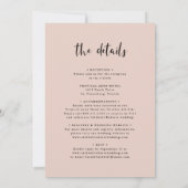 Invitation Tout en une calligraphie Dusty rose Roses Mariage (Dos)