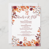 Invitation Tout En Une Chute De Bourgogne En Amour Mariage Fl (Dos)