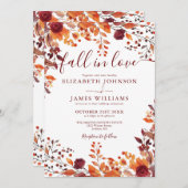 Invitation Tout En Une Chute De Bourgogne En Amour Mariage Fl (Devant / Derrière)